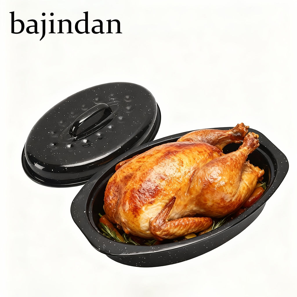 13 Inch Enameled Roasting Pan with Rack