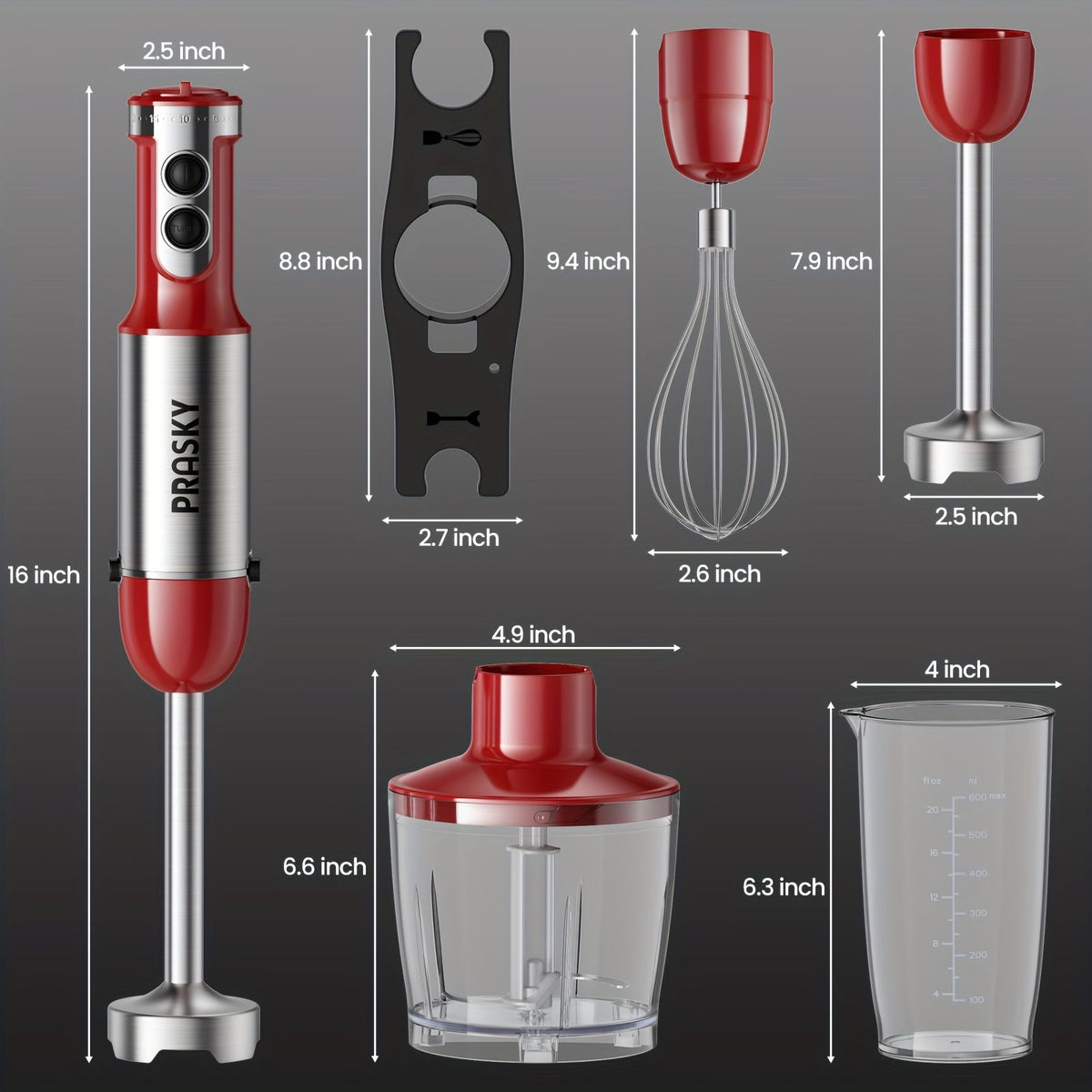 5-in-1 Handheld Mixer Set with Whisk and Measuring Cups