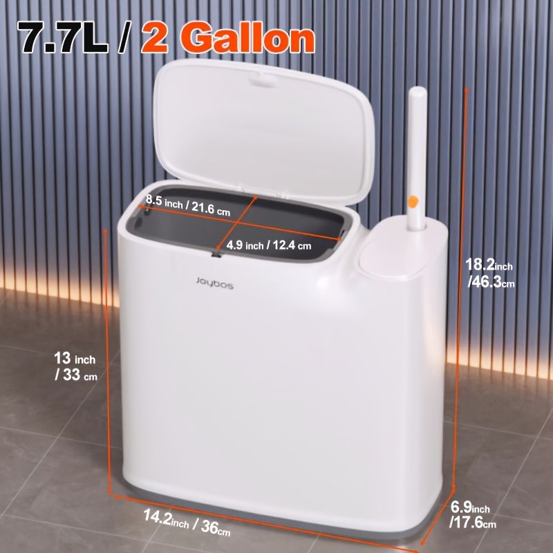 2-in-1 Trash Can with Toilet Brush and Lid