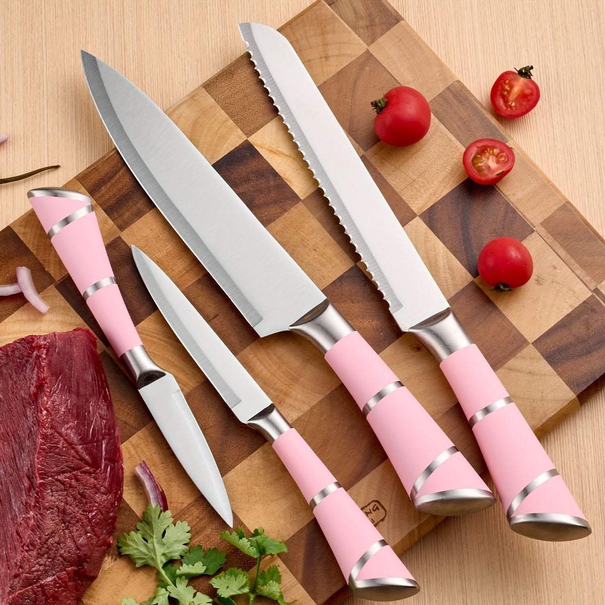 9 Piece Kitchen Knife Set with Built-In Sharpener Block