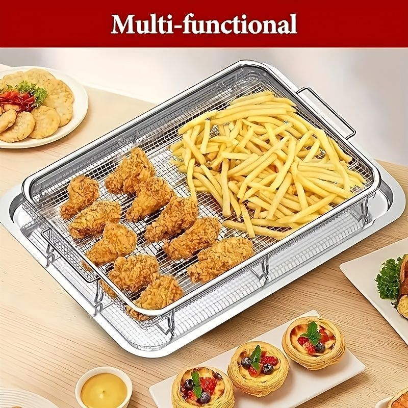 Stainless Steel Oil Drip Tray and Roasting Basket Set