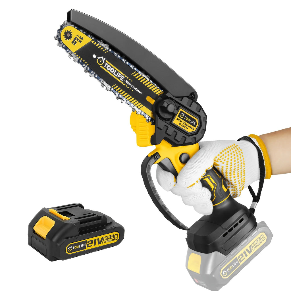 Cordless Mini Chainsaw with 2 Batteries and Toolbox