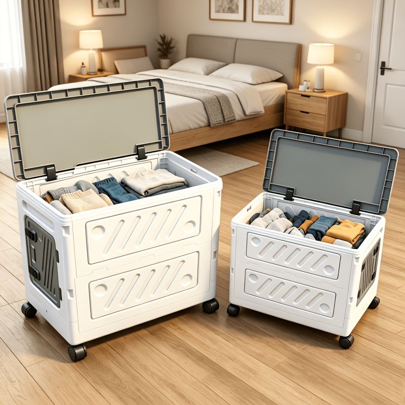 Foldable Wheeled Storage Box with 4 Wheels