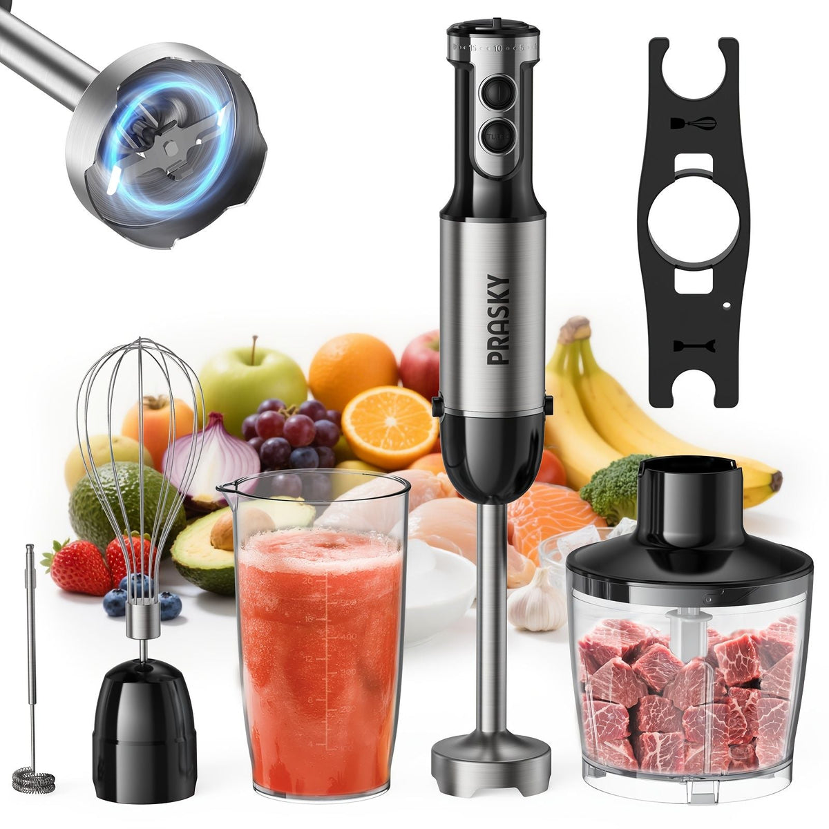 5-in-1 Handheld Mixer Set with Whisk and Measuring Cups