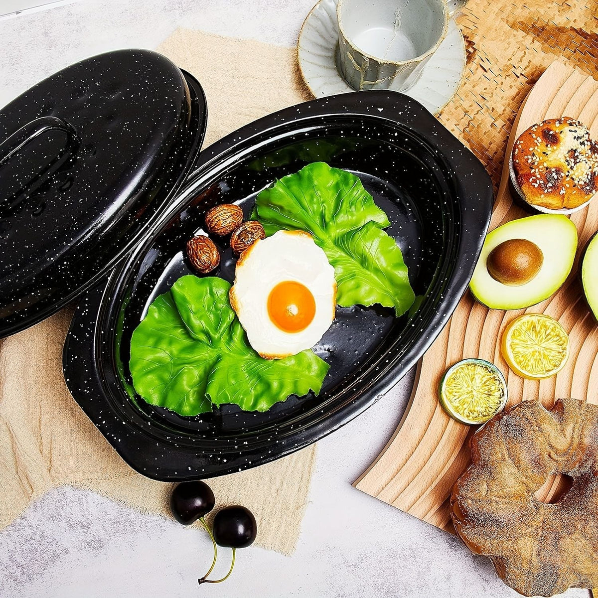 13 Inch Enameled Roasting Pan with Rack
