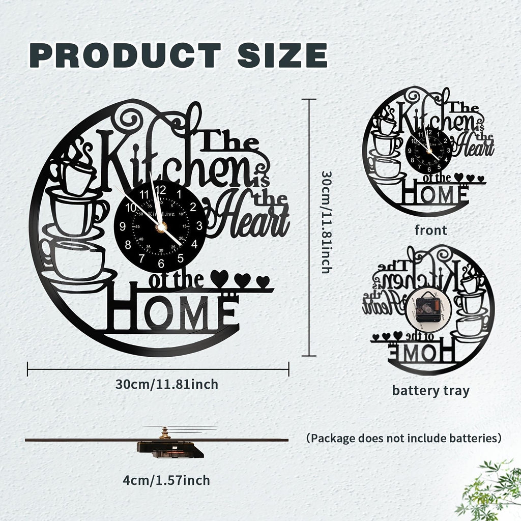 Coffee Cup Vinyl Record Wall Clock Silent Home Decor