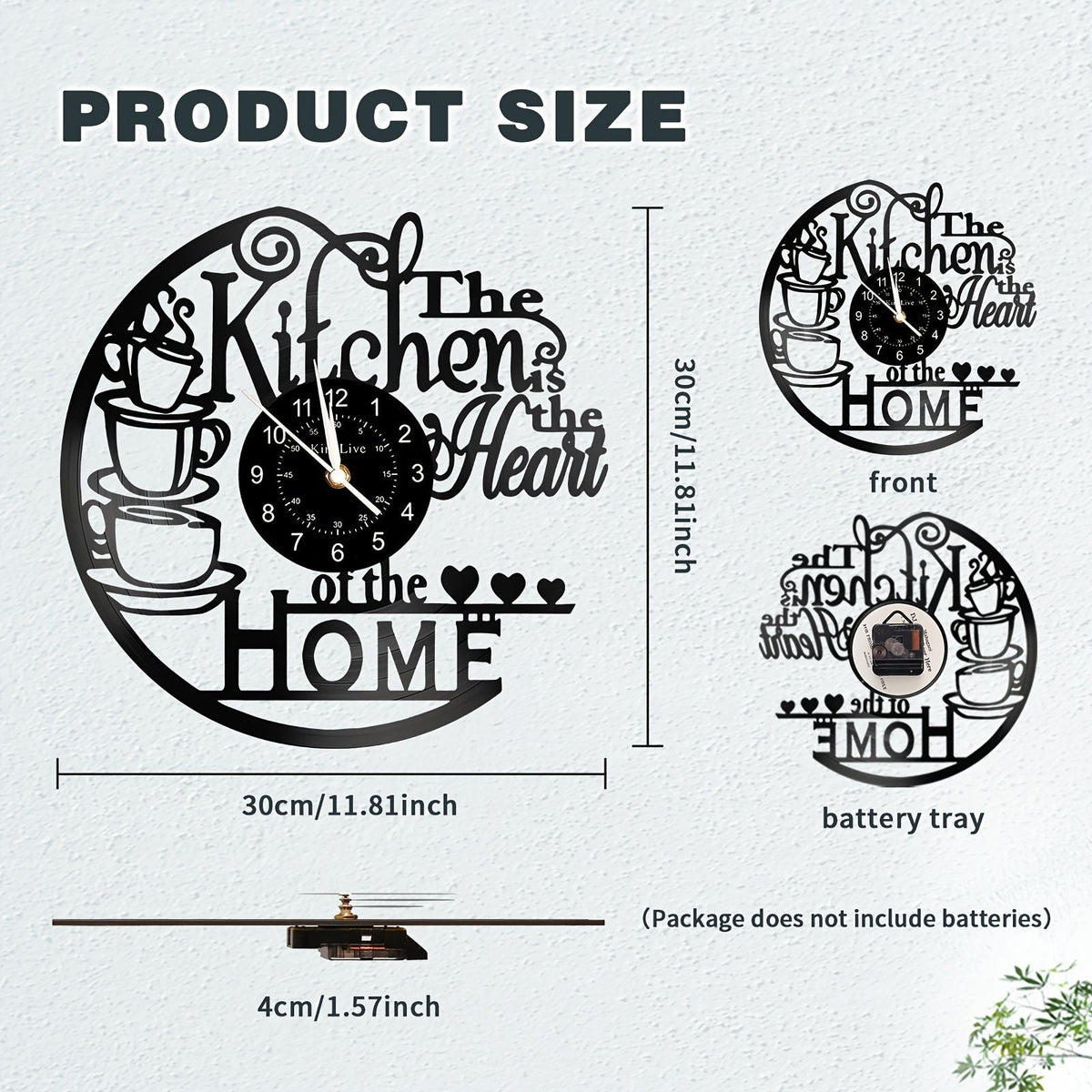 Coffee Cup Vinyl Record Wall Clock Silent Home Decor