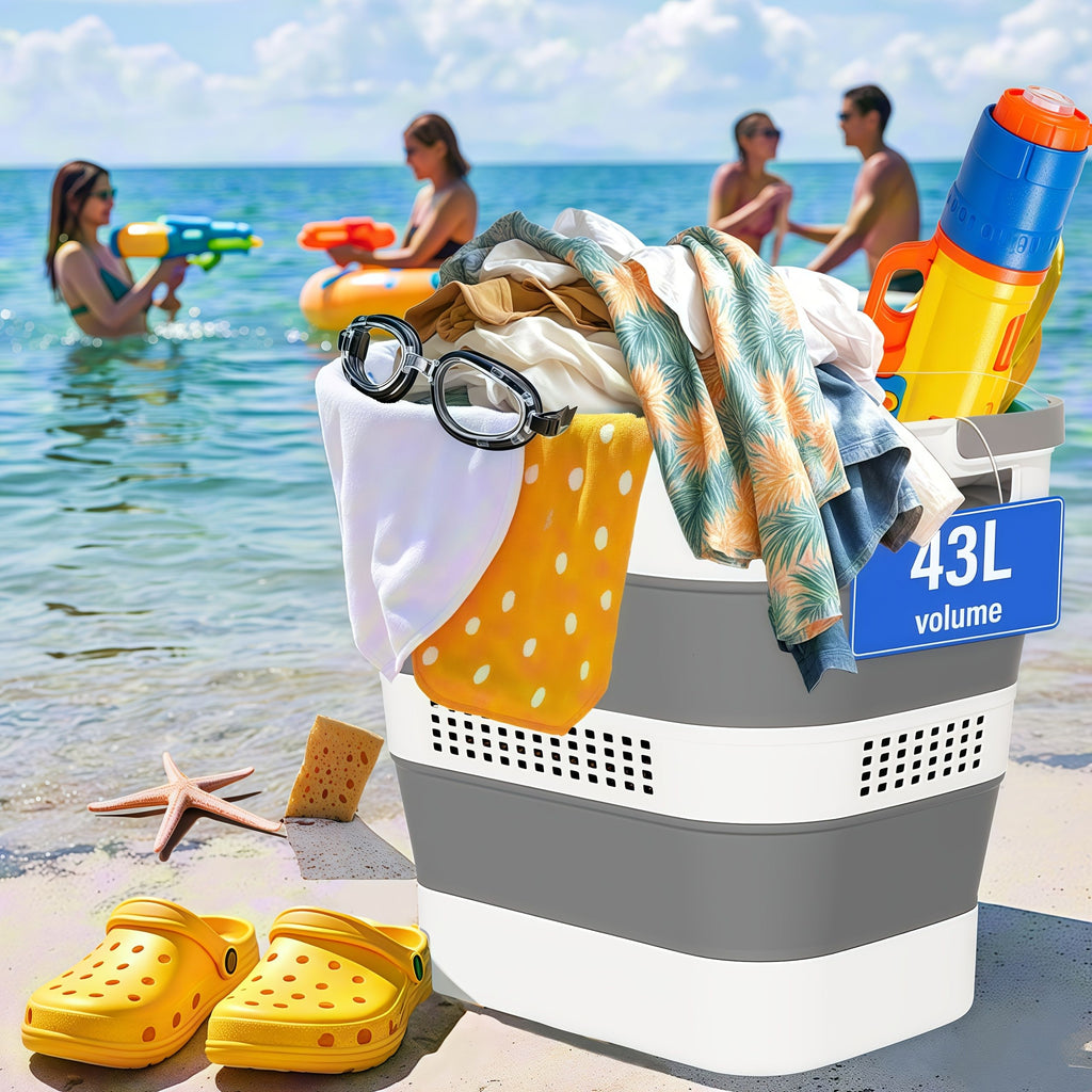 Collapsible Laundry Basket 43.5 Gallon with Handles