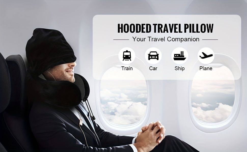 Hooded U-Shaped Travel Neck Pillow