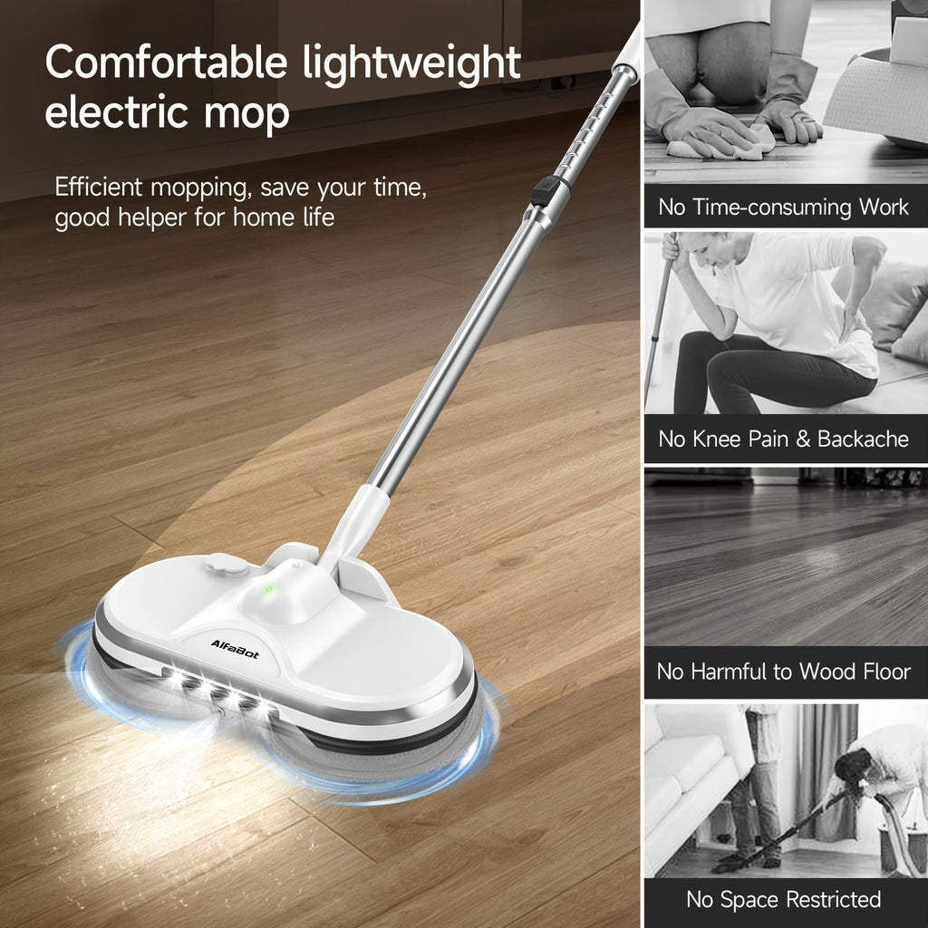 Cordless Electric Spin Mop with Water Sprayer and LED Headlight