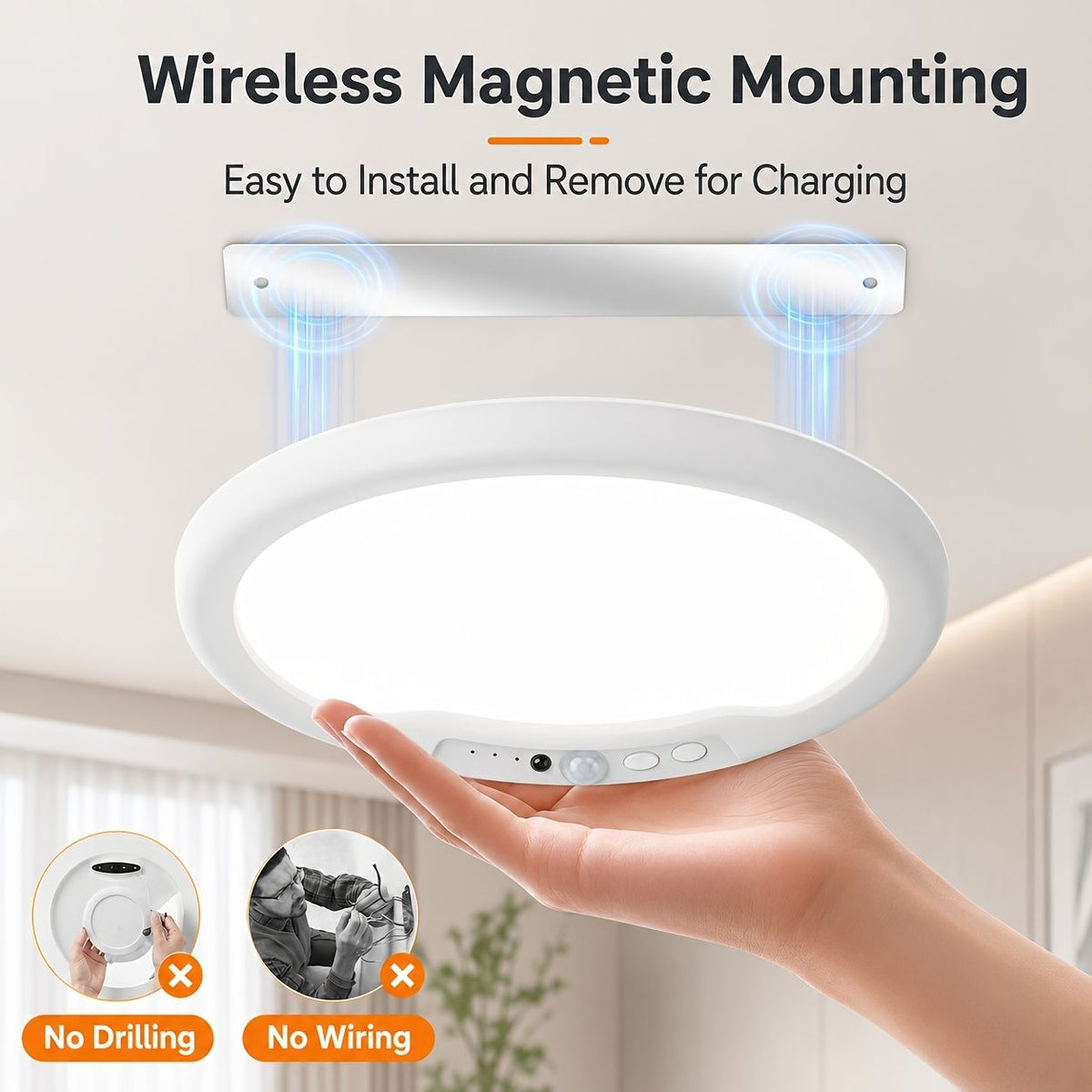 Rechargeable LED Ceiling Light with Motion Sensor
