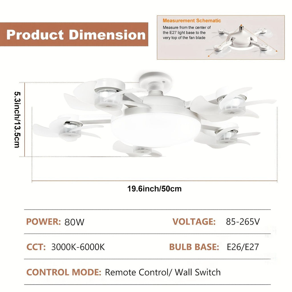 E27 E26 LED Ceiling Fan Light with Remote
