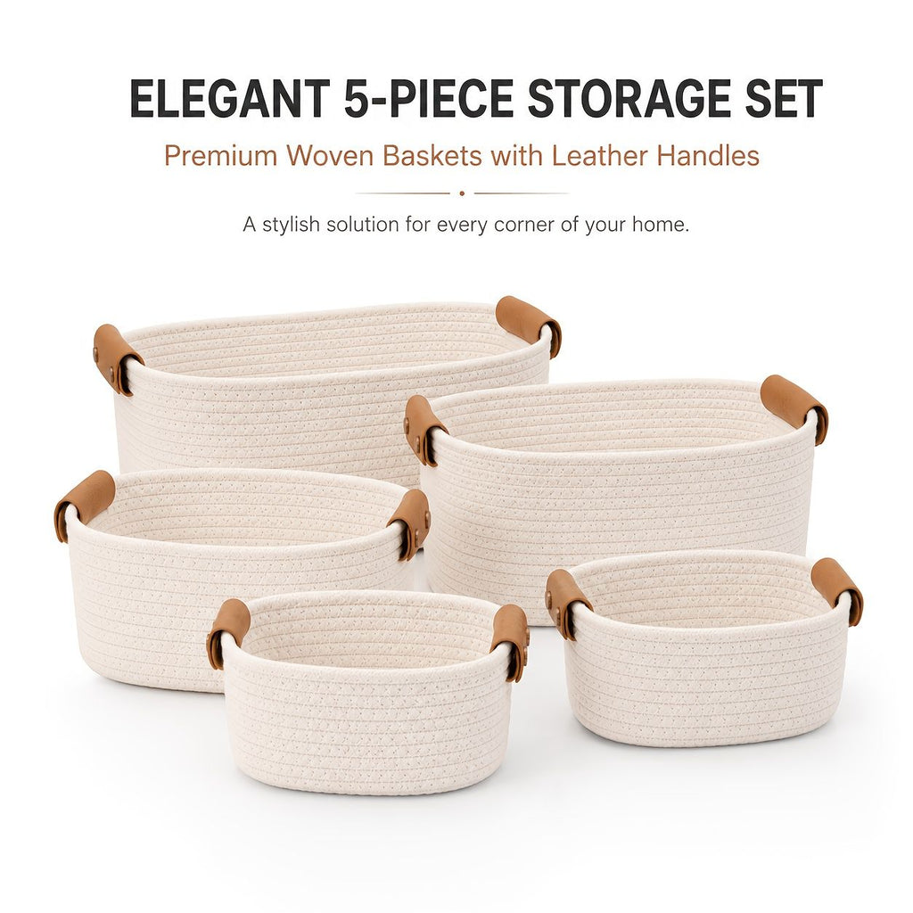 5-Piece Sturdy Rope Storage Basket Set