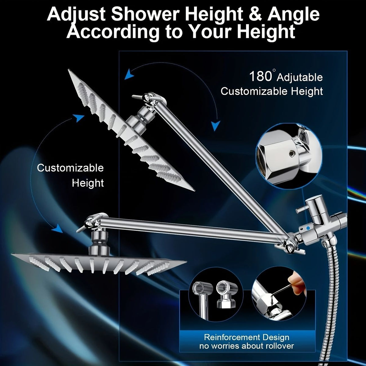 High Pressure Shower Head with Handheld Spray 9 Settings