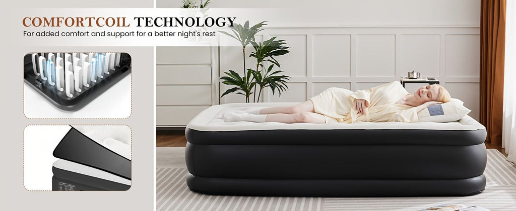 Coil Beam Air Mattress with Plush Velvet Top