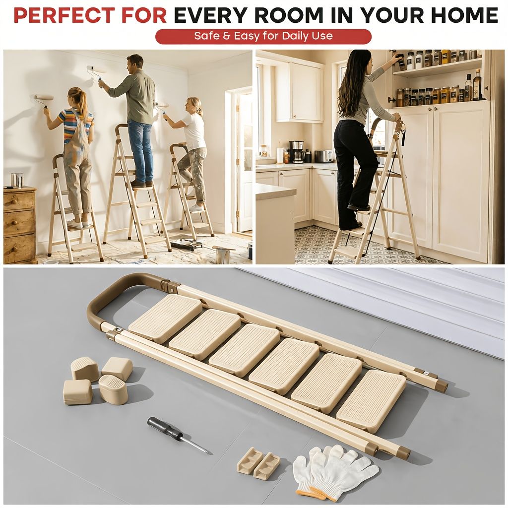 Folding Step Ladder with Anti Slip Wide Pedal