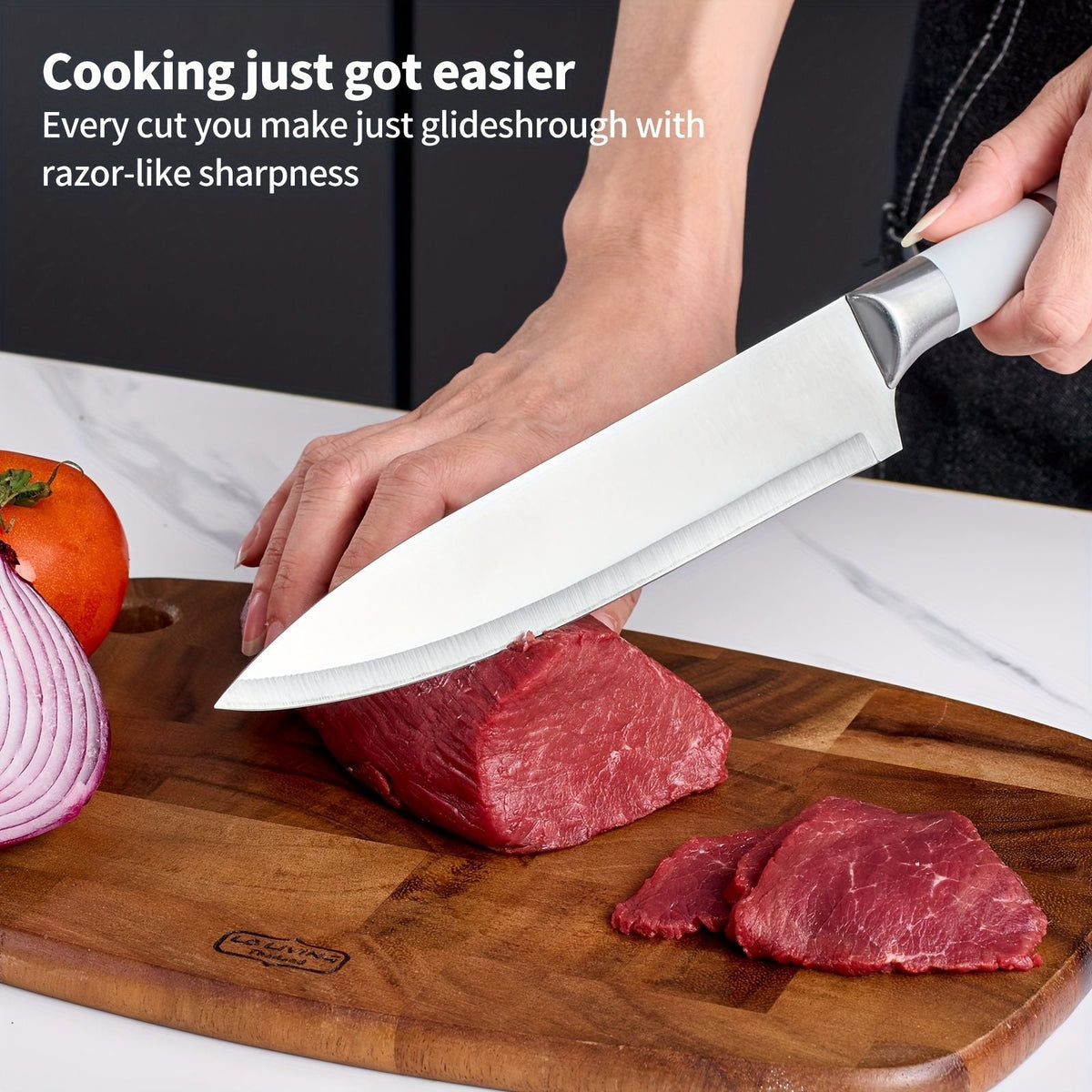 9 Piece Kitchen Knife Set with Built-In Sharpener Block