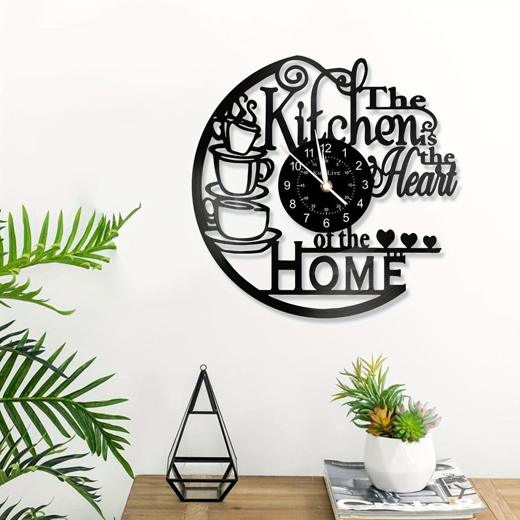 Coffee Cup Vinyl Record Wall Clock Silent Home Decor