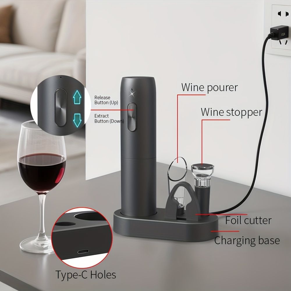 Rechargeable Electric Wine Opener Set with Vacuum Sealer