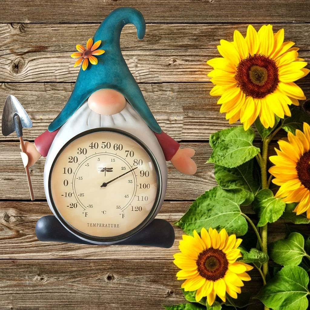 Metal Gnome Thermometer Wall Decor