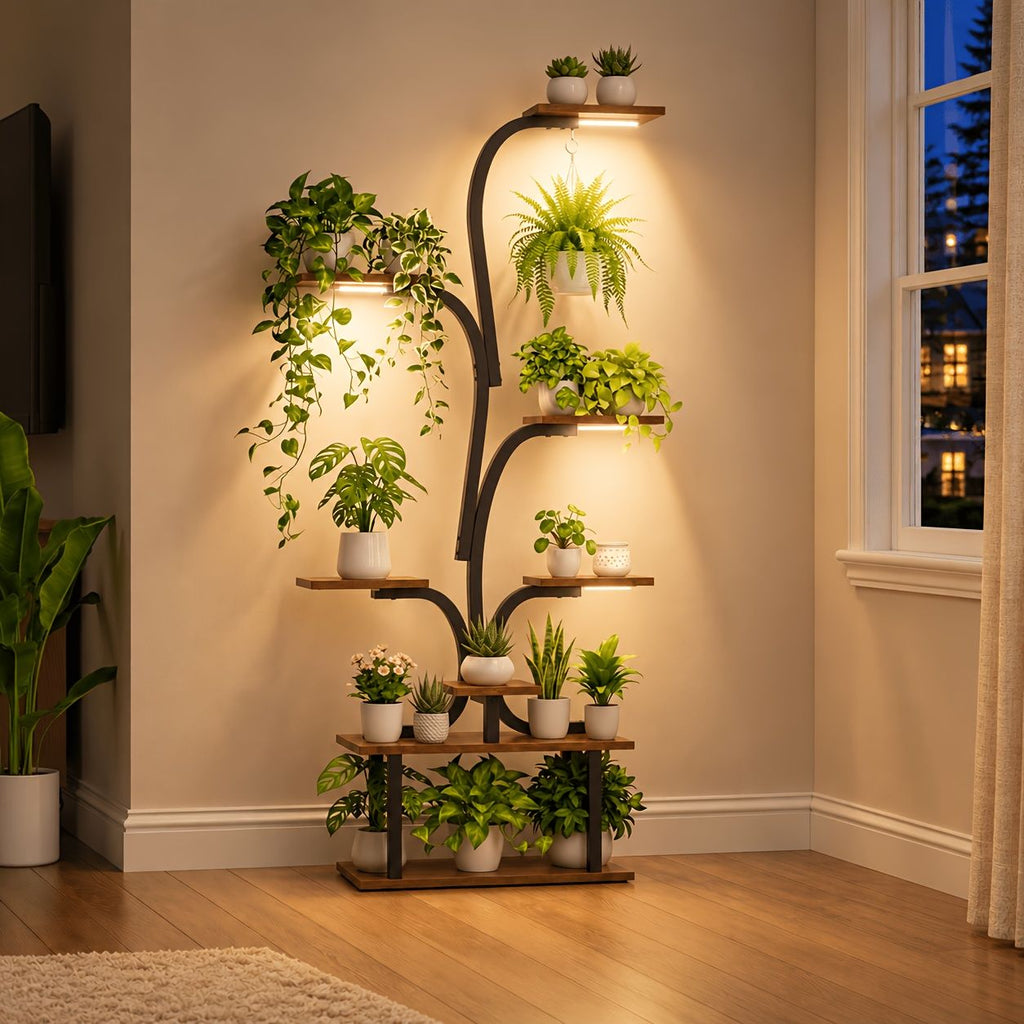 7-Tier Indoor Plant Stand with Grow Lights