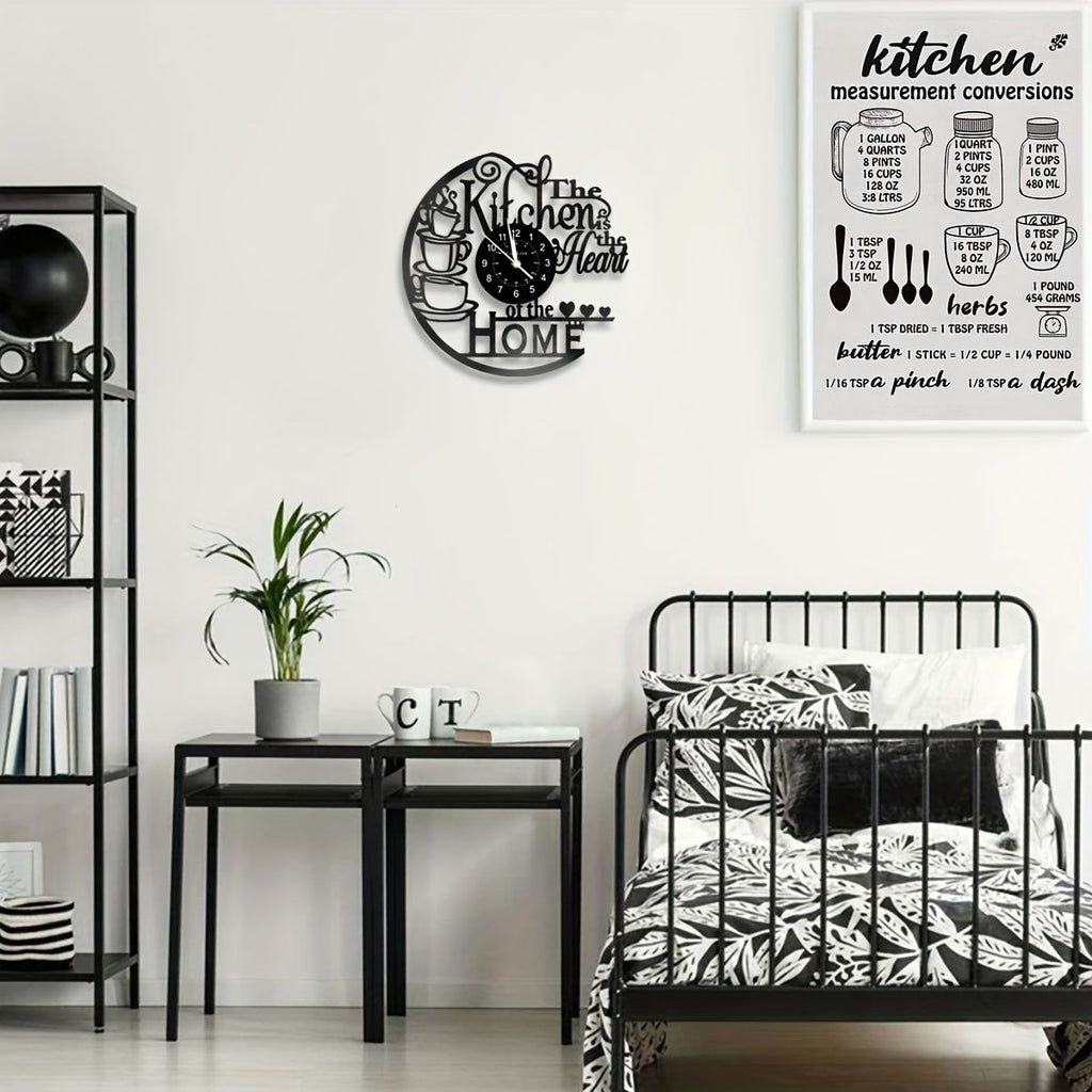 Coffee Cup Vinyl Record Wall Clock Silent Home Decor