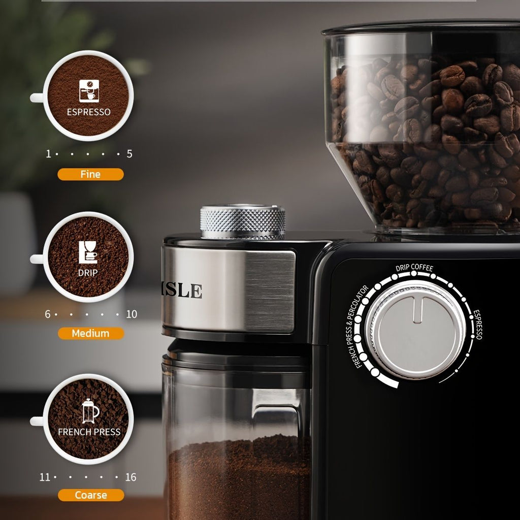 Electric Coffee Grinder with Adjustable Burrs 15 Settings