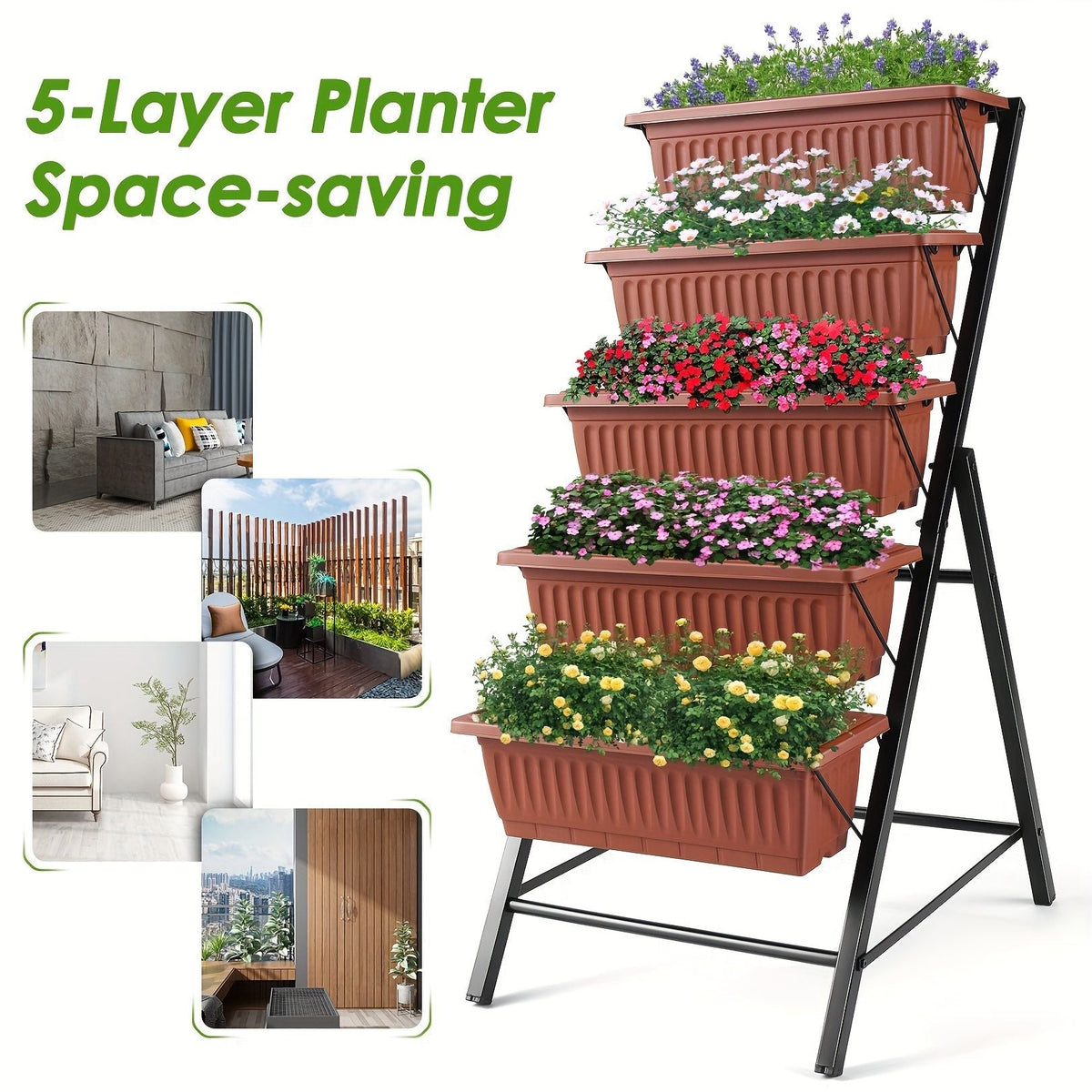 5-Tier Raised Garden Bed Planter Box