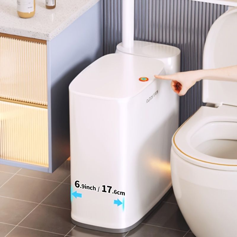 2-in-1 Trash Can with Toilet Brush and Lid