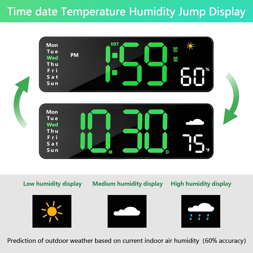 11" Digital Wall Clock with Remote RGB Backlight Alarm