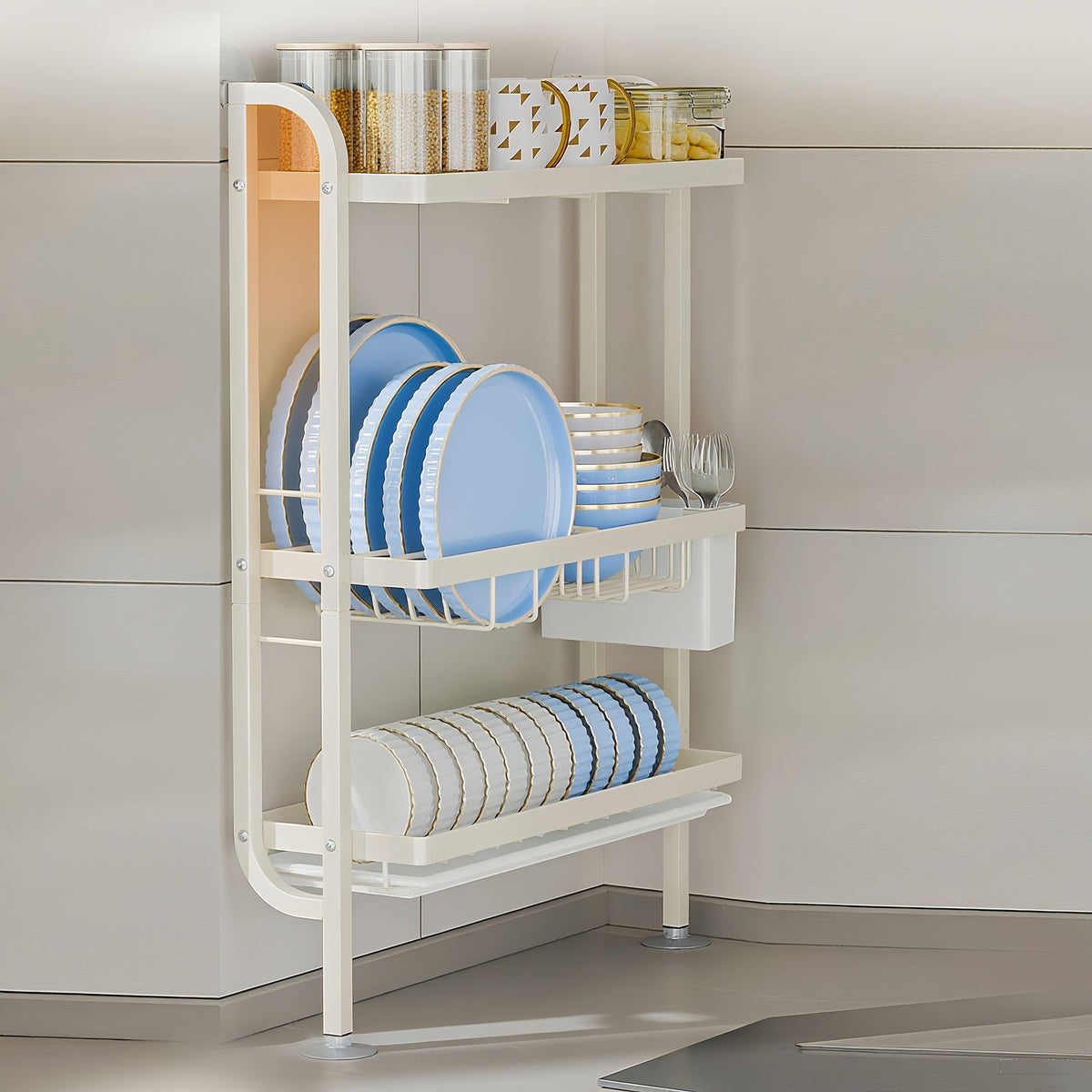 Vertical Tableware Dish Rack with Detachable Drain Tray