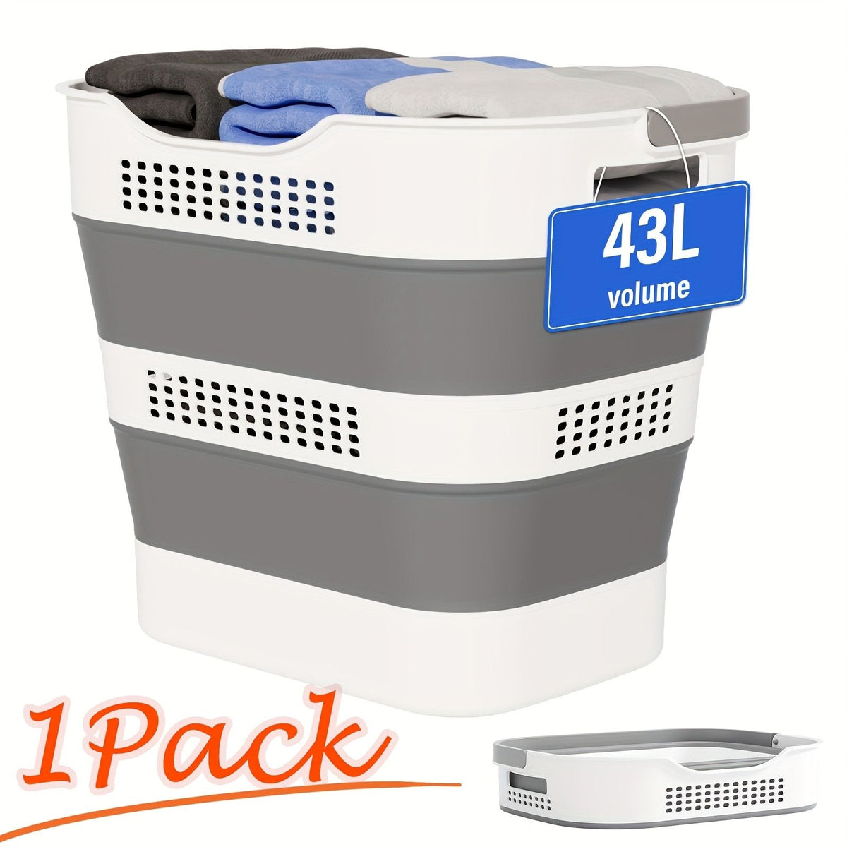Collapsible Laundry Basket 43.5 Gallon with Handles