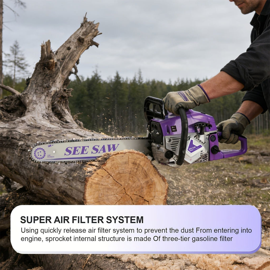 62cc Gas Chainsaw with 20 Inch Guide Bar