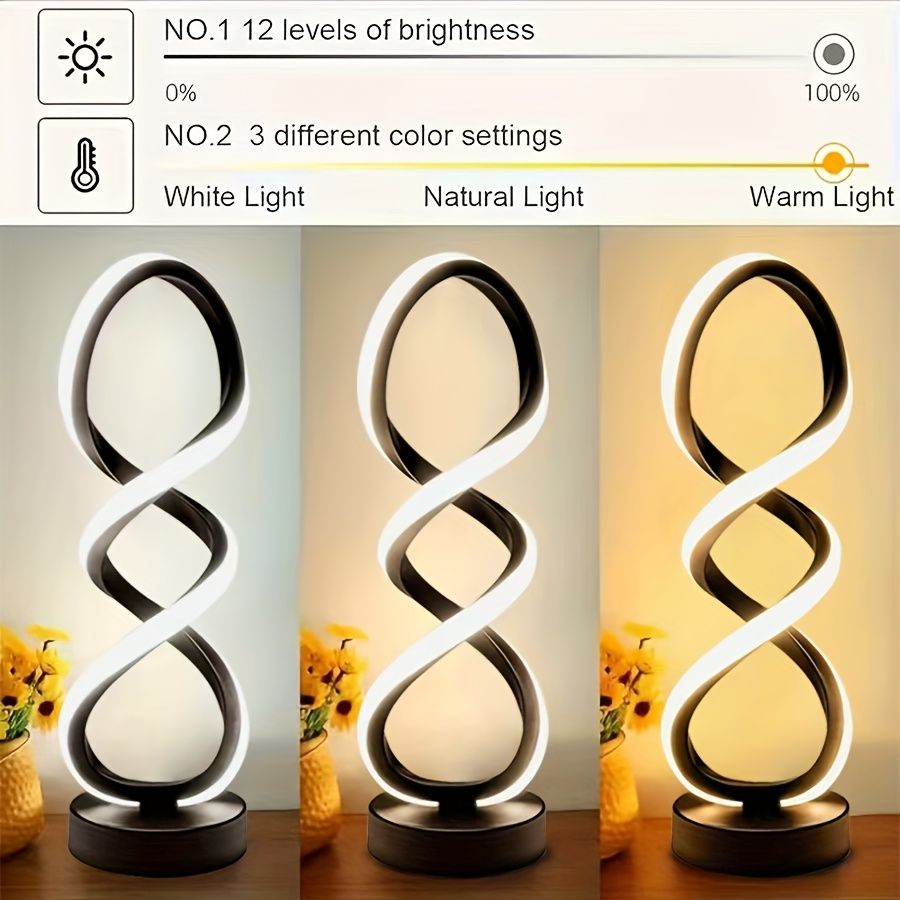 Spiral LED Table Lamp with Push Button Switch