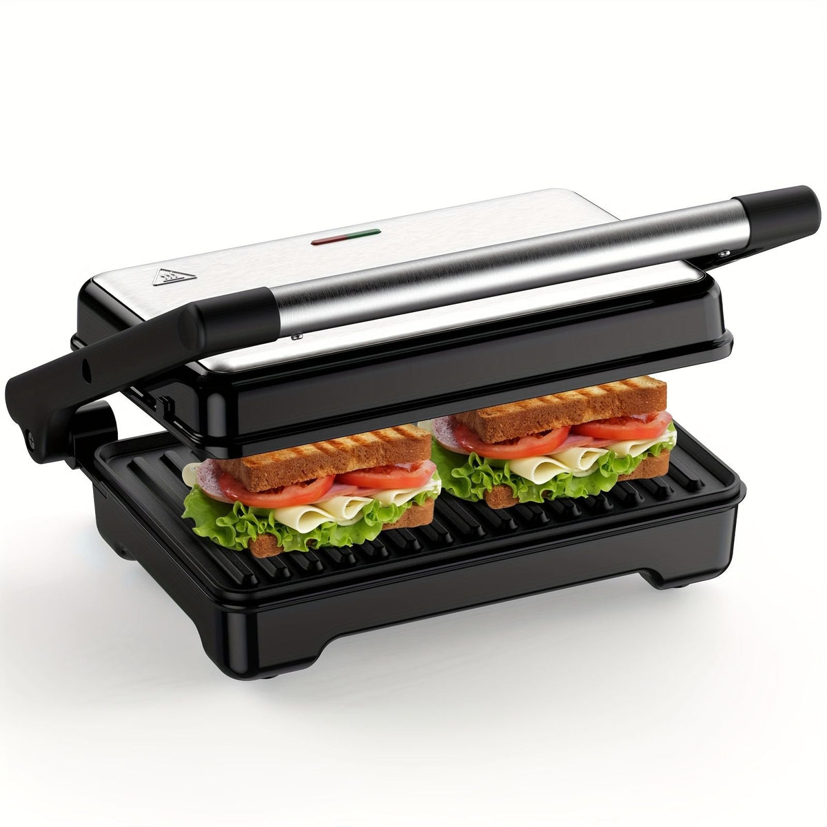 1200W Nonstick Sandwich Maker Grill with Adjustable Temperature