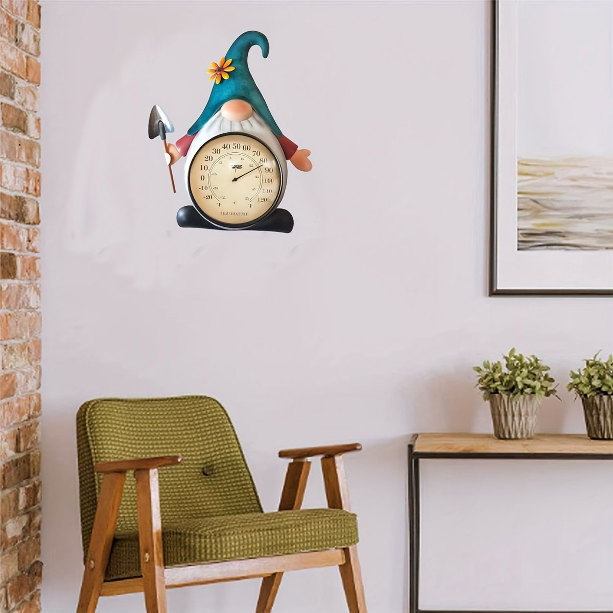 Metal Gnome Thermometer Wall Decor