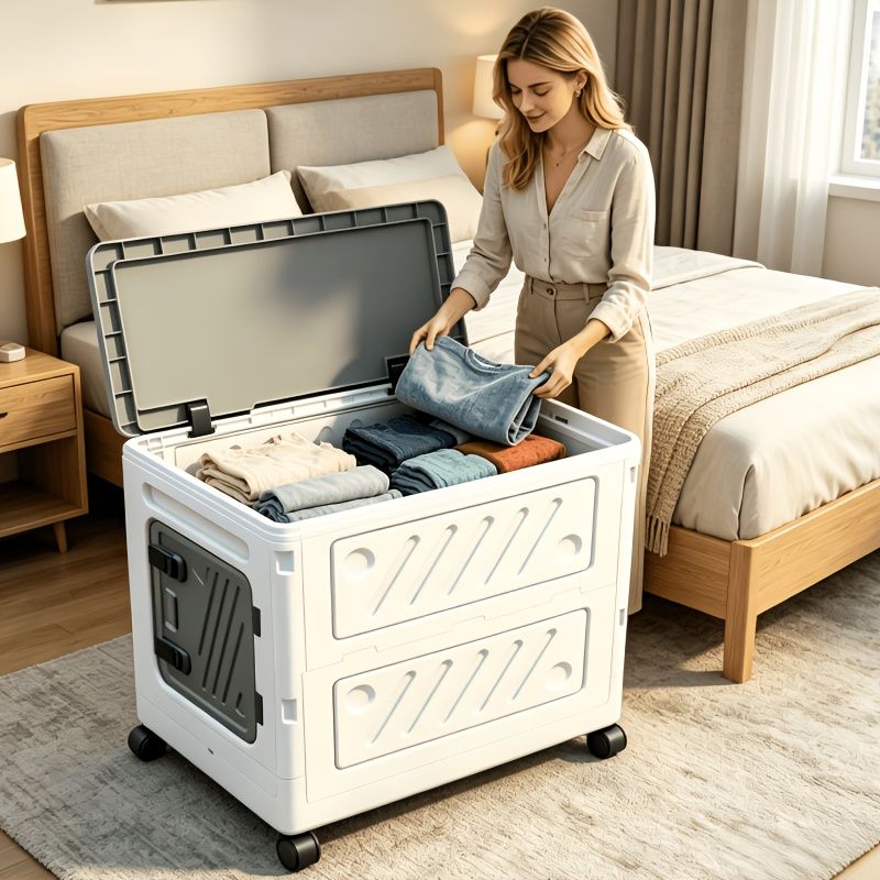 Foldable Wheeled Storage Box with 4 Wheels