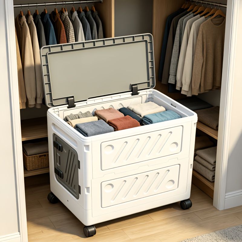 Foldable Wheeled Storage Box with 4 Wheels
