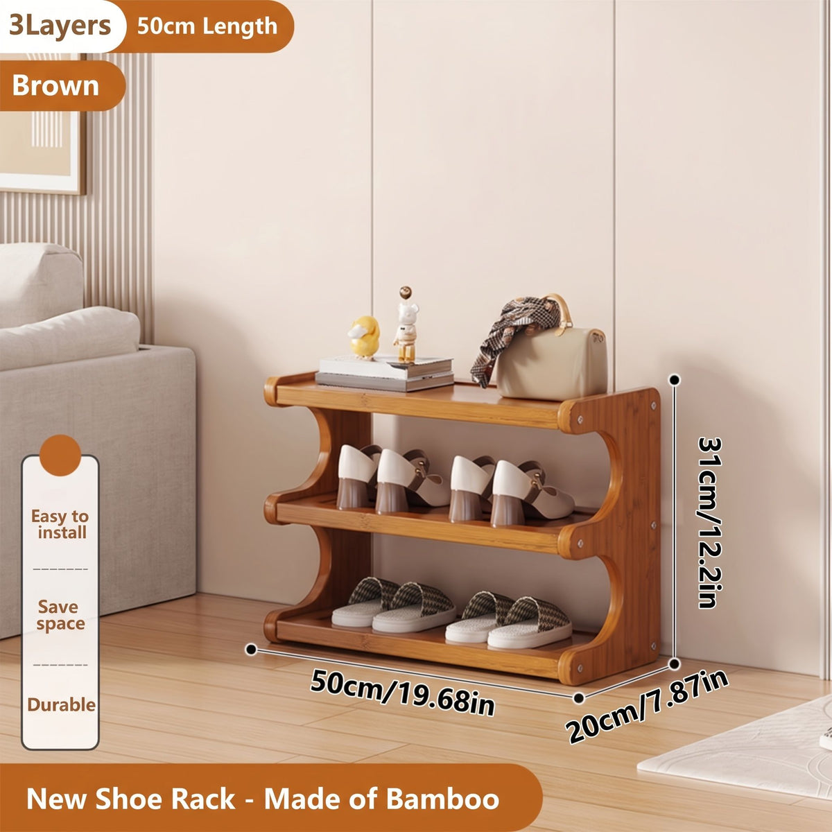 Bamboo Shoe Rack Storage Organizer