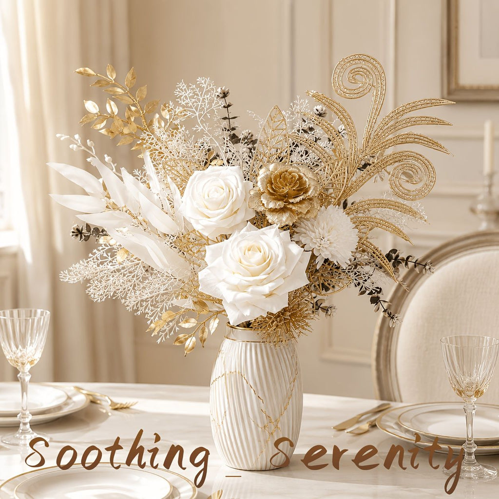 Autumn White and Golden Artificial Flower Bouquet