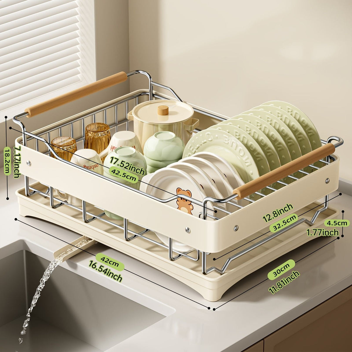 Stainless Steel Dish Drying Rack with Utensil Holder