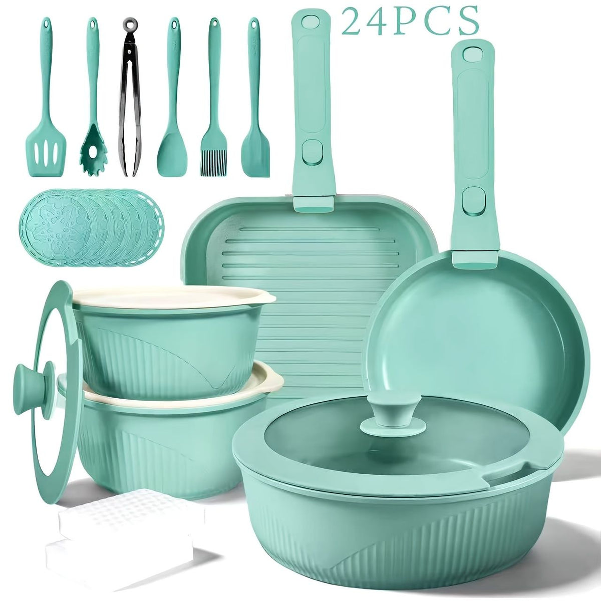 Non Stick Cookware Set with Detachable Handles
