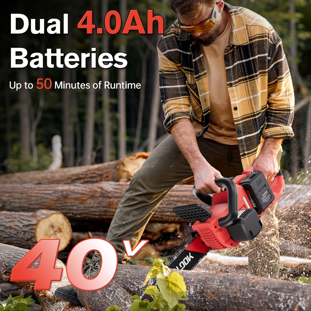 16-Inch Brushless Cordless Chainsaw with 2 Batteries