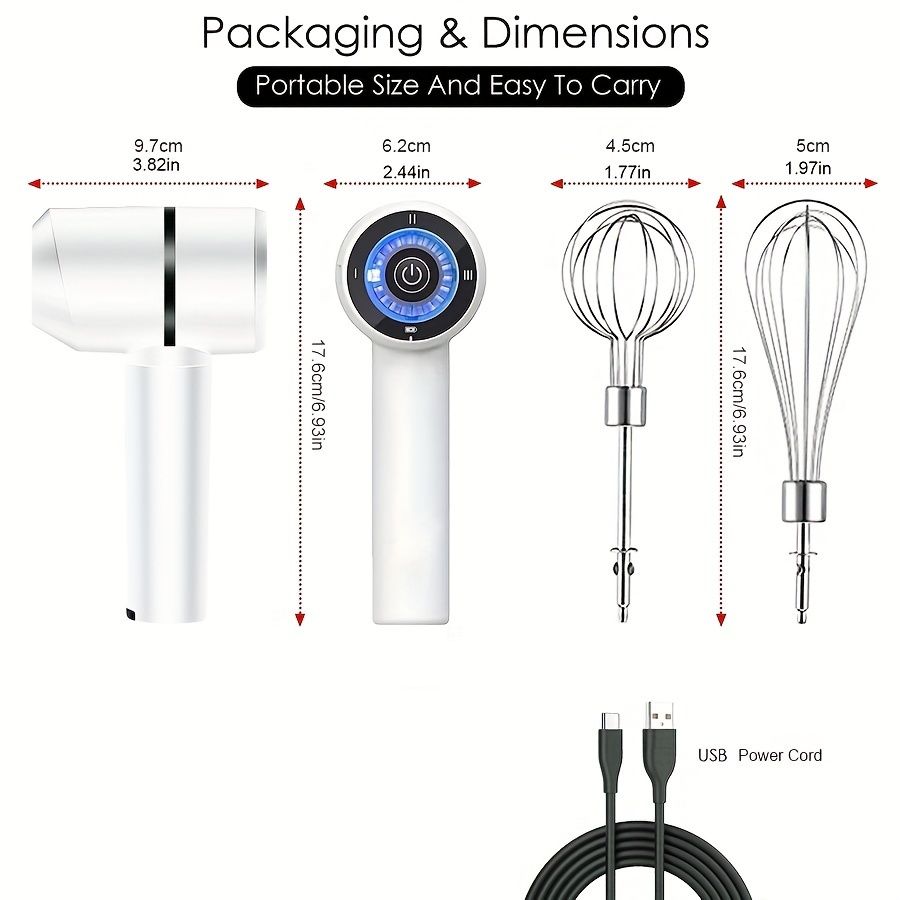 Cordless Hand Mixer Electric Whisk USB Rechargeable