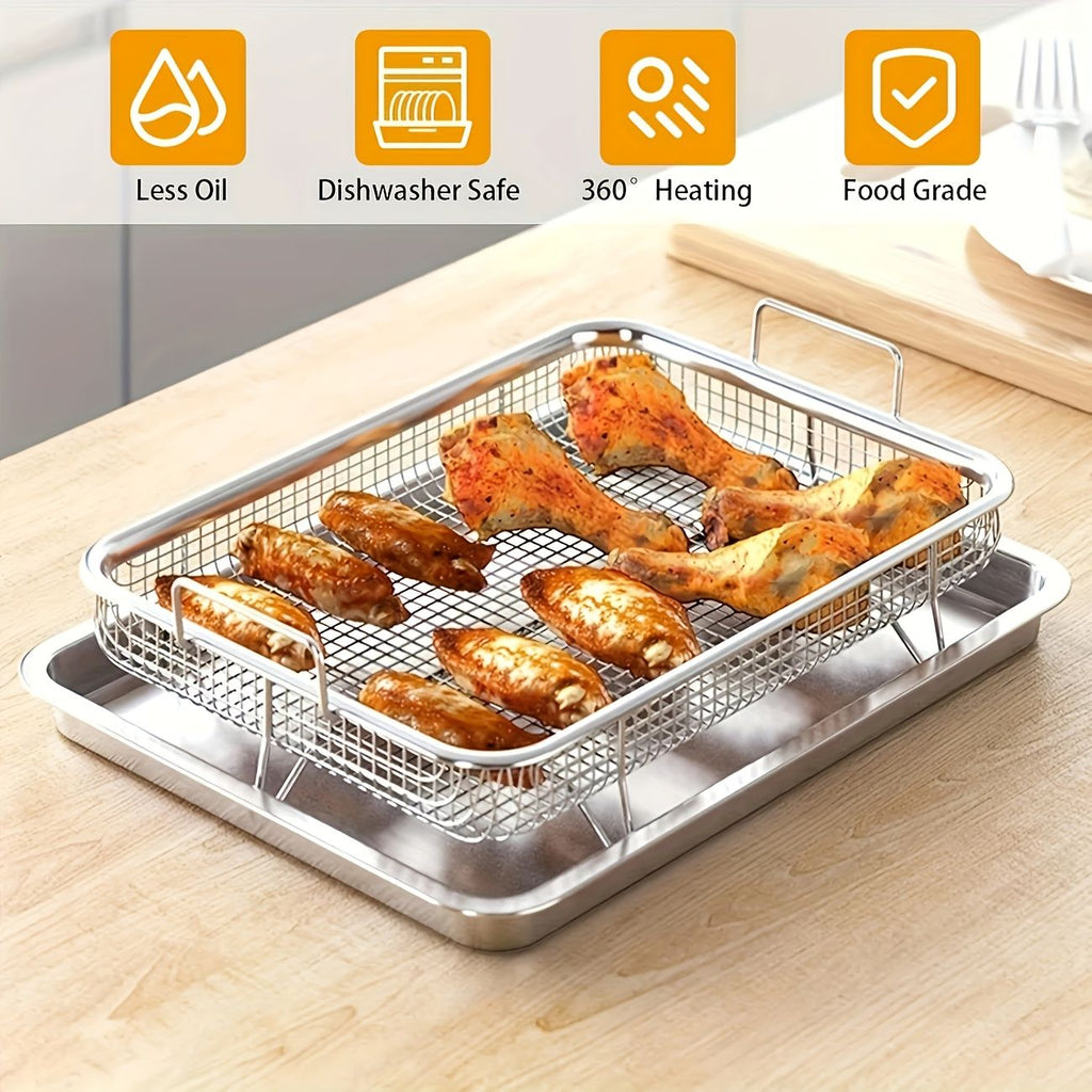 Stainless Steel Oil Drip Tray and Roasting Basket Set