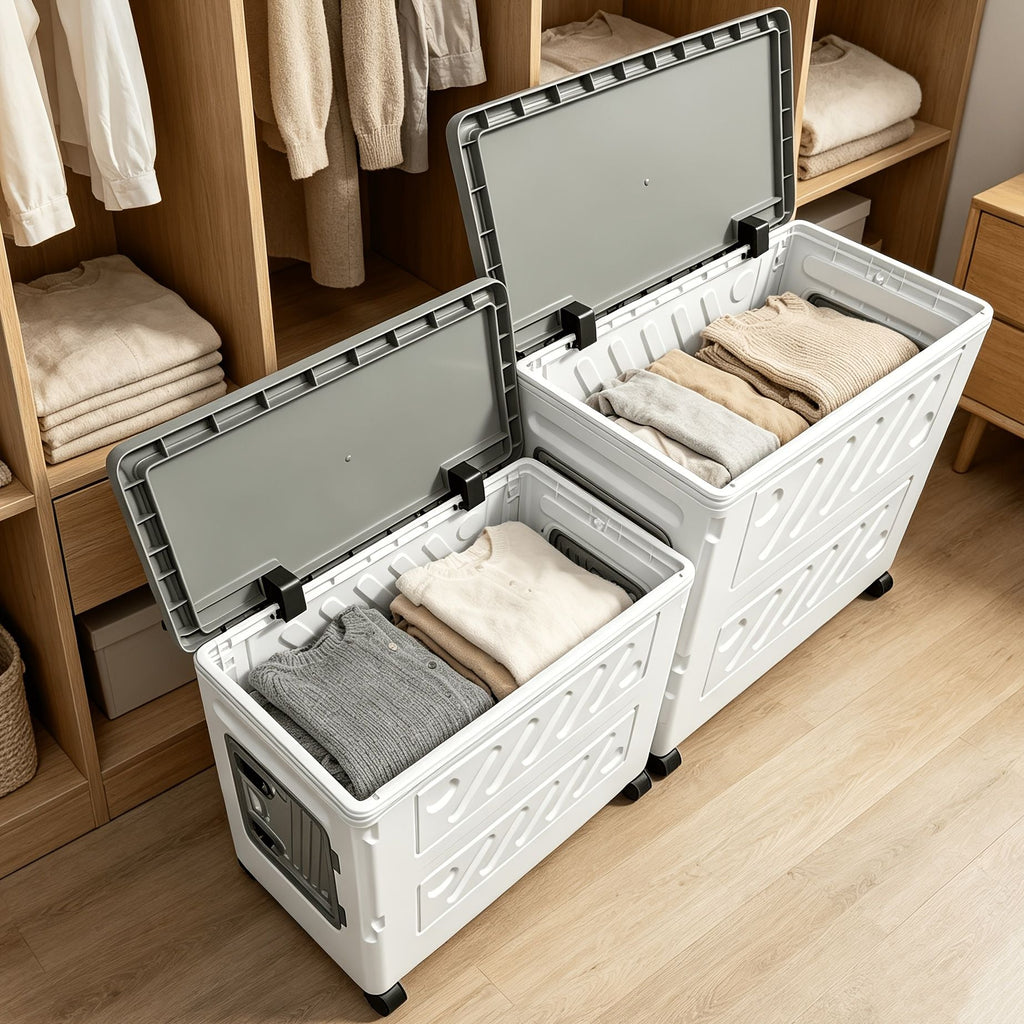 Foldable Wheeled Storage Box with 4 Wheels