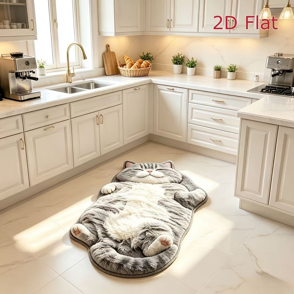 2D Simulated Reclining Cat Plush Mat