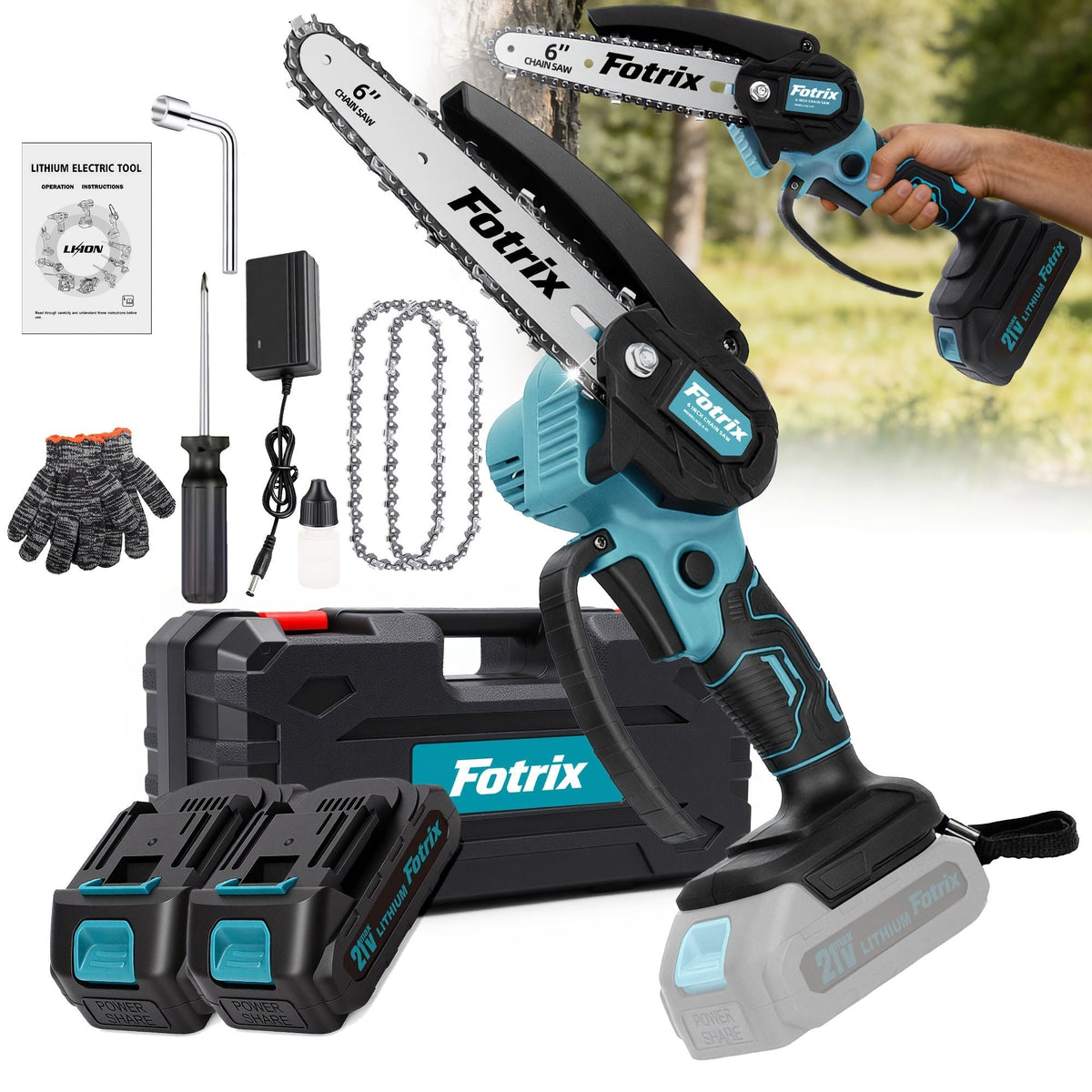 6 Inch Mini Cordless Chainsaw with Storage Case