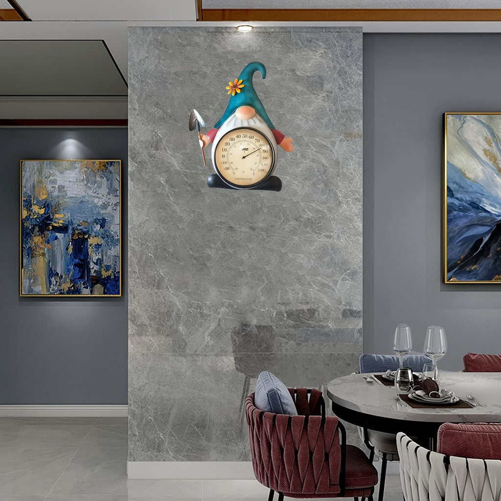 Metal Gnome Thermometer Wall Decor