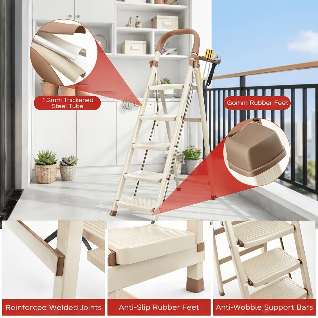 Folding Step Ladder with Anti Slip Wide Pedal